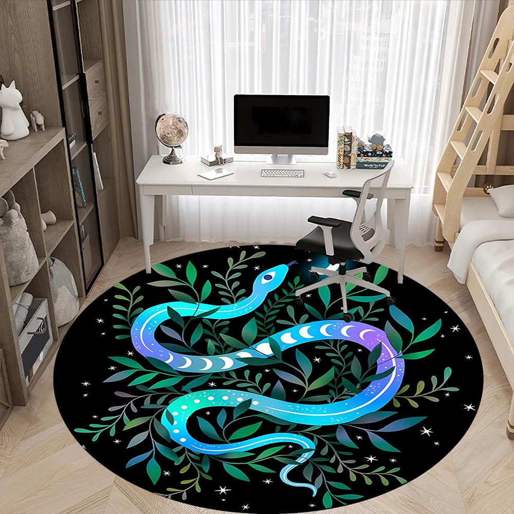 1pc Moon Snake Office Round Area Rug,  Mat Suitable For Office, Under Office Chairs Bedroom Living Room Home Decor, Room Deco