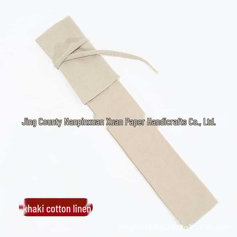 Ancient-Style Chinese Folding Fan with Su Gong Brocade Linen Cover and Drawstring Clasp