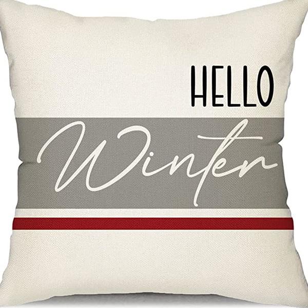 Christmas Pillowcase Nordic Striped Santa Letter Printed Cushion Cover Home Car Sofa Waist Pillowcase