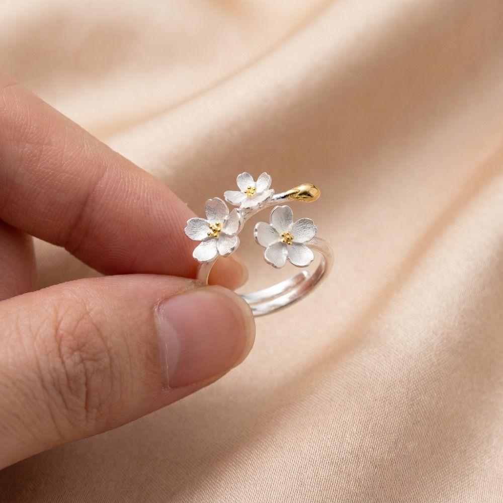 Elegant Adjustable Rings Forest Style Minimalist Rings Ins Flower Opening Rings Engagement