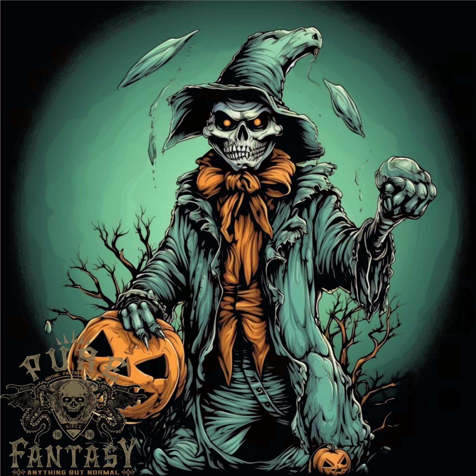 26 Halloween Skull With a Pumpkin Mens T-Shirt 100% Cotton Unisex T-Shirt M