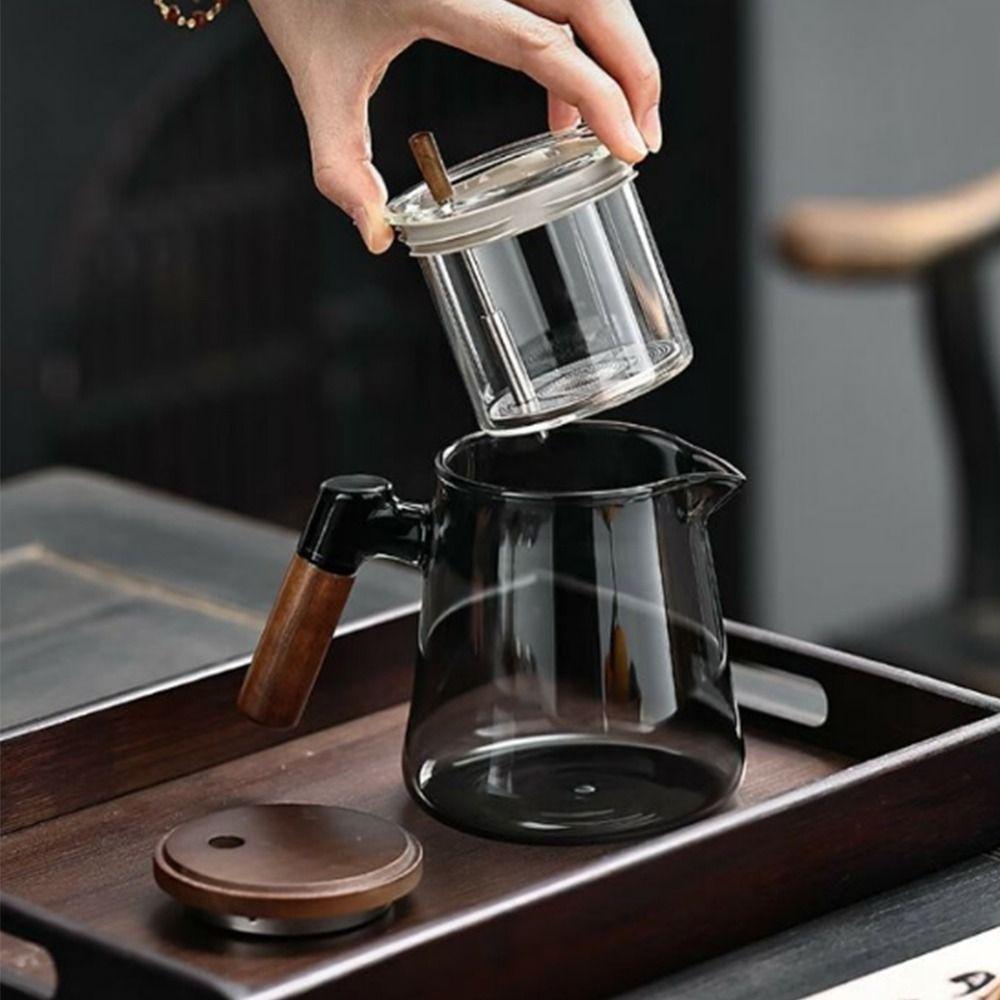 Creative Tea Separation Glass Teapot 650ML One-button Filtering Teapot  Drinkware