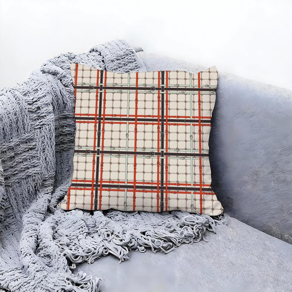 retro plaid lines Cushion Cover Premium Comfort Reversible Pillow Cove Two in One Design for Any Room  Car Interior