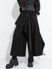 Autumn 2025 Irregular Wide-Leg Nine-Point Skirt Pants - Slimming, Hip-Hiding, Solid Color, Plus Size