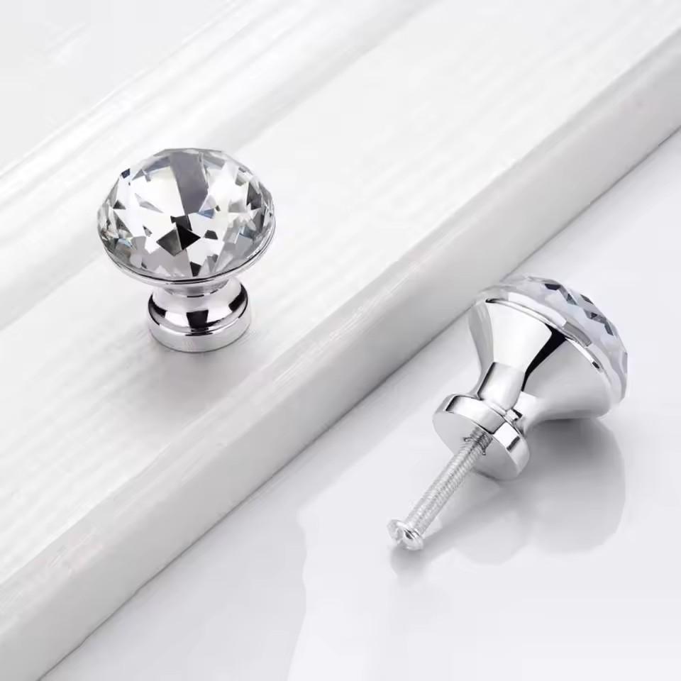 16Pcs Diamond Furniture Door Knobs Crystal Glass Pot Cover Handles Cabinet Pull Decorative for Dresser Cupboard Wardrobe