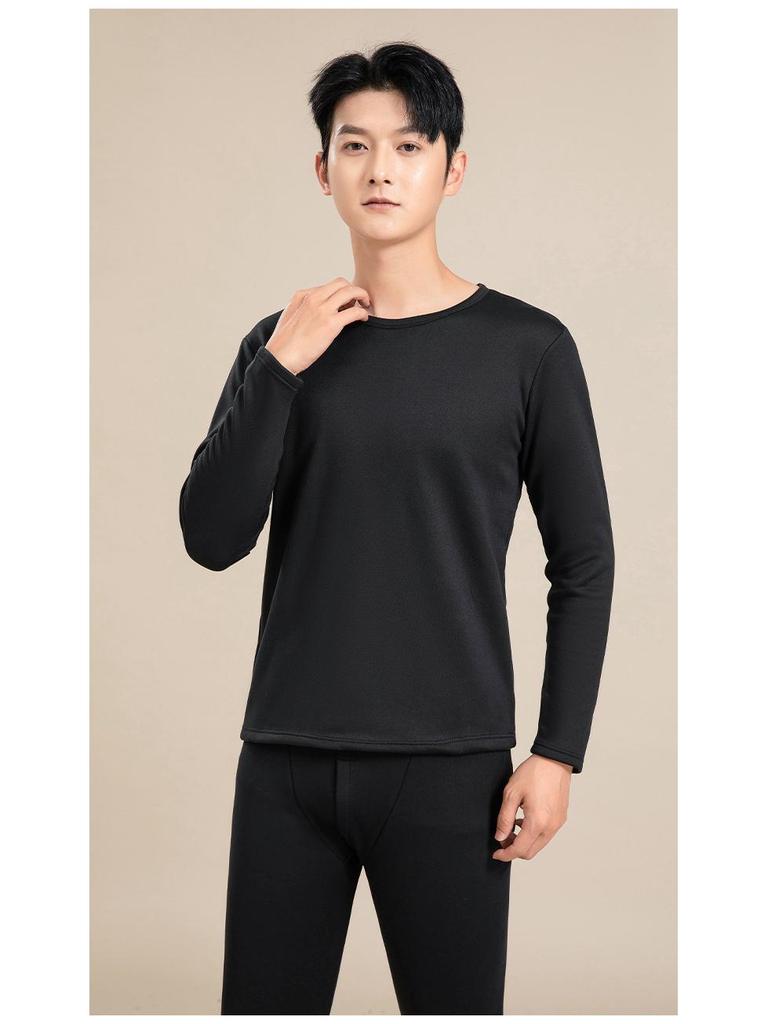 Unisex Golden Velvet Dickes Thermounterwäsche-Set - Rundhals-Oberteil & Warme Hose für Herbst/Winter