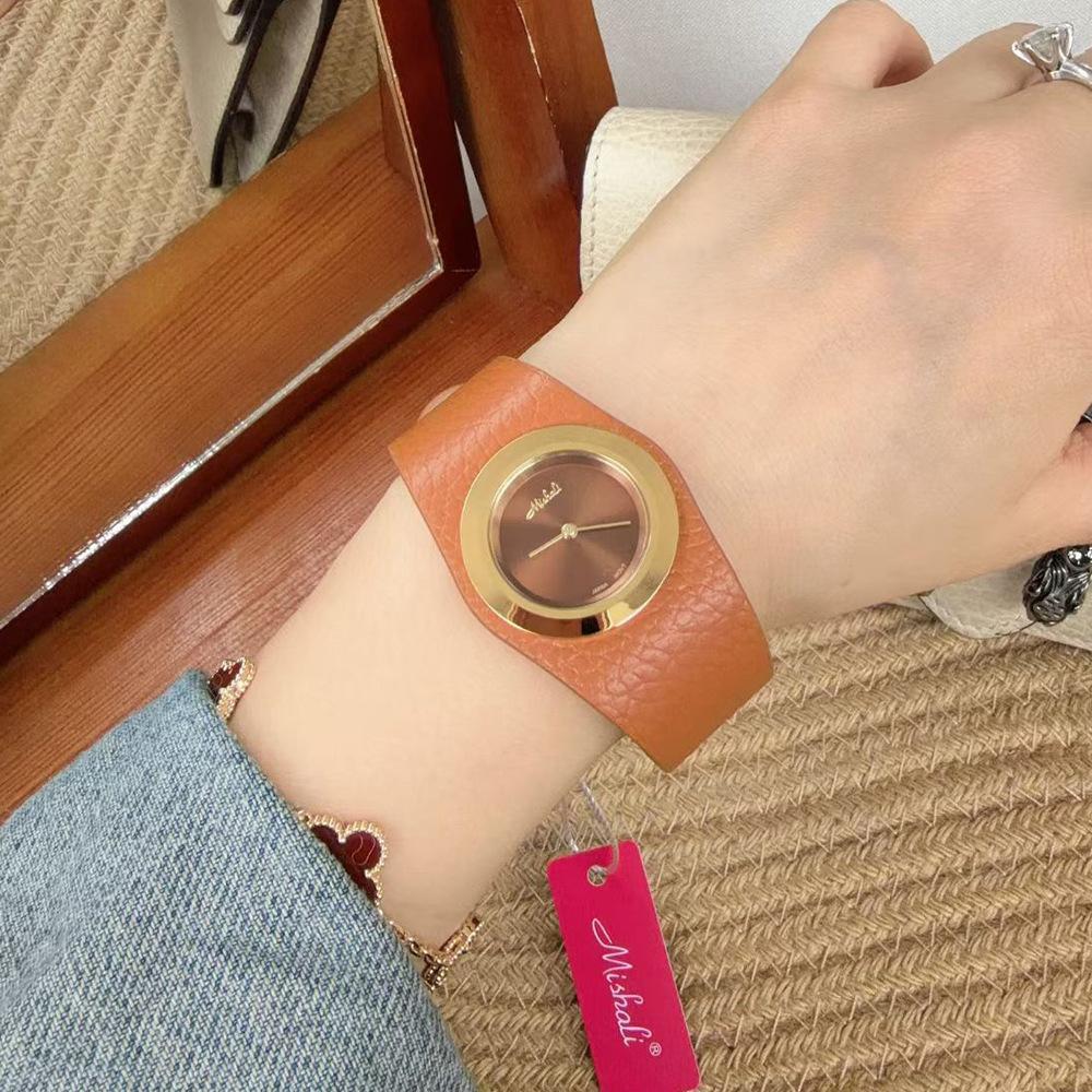 Ancora Personalized Large Dial Fashion Leather Watch Simple High-end Women s Watch