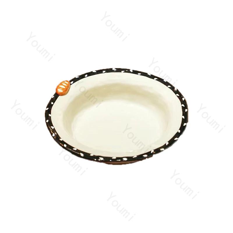 Creative Hand Painted Ceramic Plates Delicious Dishes Pasta Dining Plate Home Afternoon Tea Fruit Snack Exquisite Cute Tableware