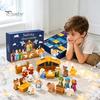 Weihnachts-Countdown-Geschenk für Kinder 24 Tage Krippen-Adventskalender für Kinder, Familienzusammenhalt mit Mini-Figuren, Interaktive Feiertagsaktivitäten