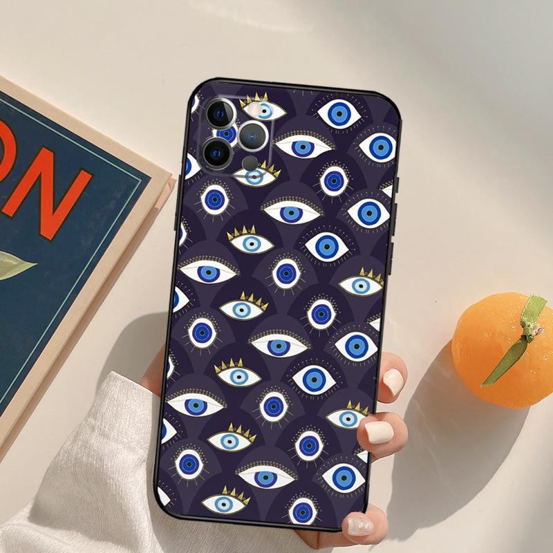 Evil Eye Funda Case For iPhone 16 Pro Max 14 11 12 13 15 Pro Max Mini XR 16e 15 16 Plus Phone Cover