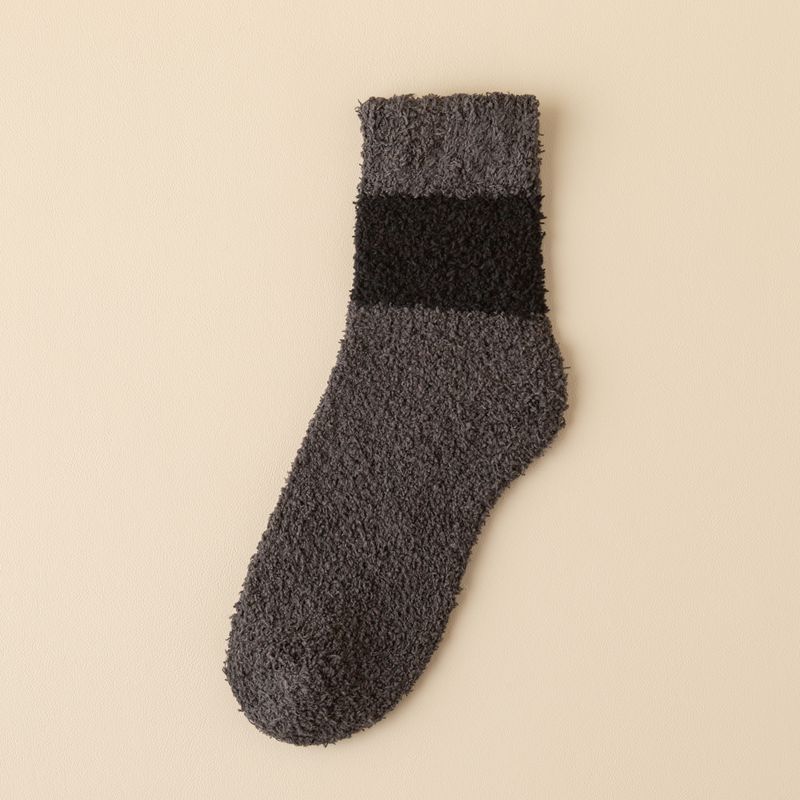 Winter and Autumn Men's Coral Fleece Mid-calf Socks, Men's Multi-color Coral Fleece Socks, Warm Floor Socks, Sleep Socks