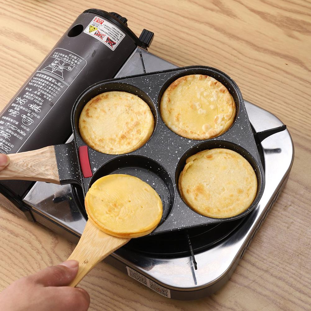 Medical Stone Four-hole Omelette Pot Non-stick Flats-bottomed Egg Dumpling Pot Breakfast Egg Burger Frying Pan Egg Pan