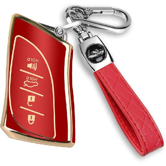 For Lexus Key Fob Cover Fit for 4 Buttons TPU Full Cover for Lexus ES350 ES300h UX200 LS500 LS500H LC500 LC500h (Pink)