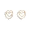 925 Sterling Silver French Pearl Sweet Heart Earrings for Women