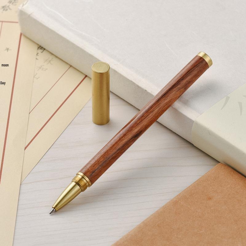 Креативная гелевая ручка Signature из латуни и сандалового дерева - Элегантный деловой подарок с нанесением логотипа
