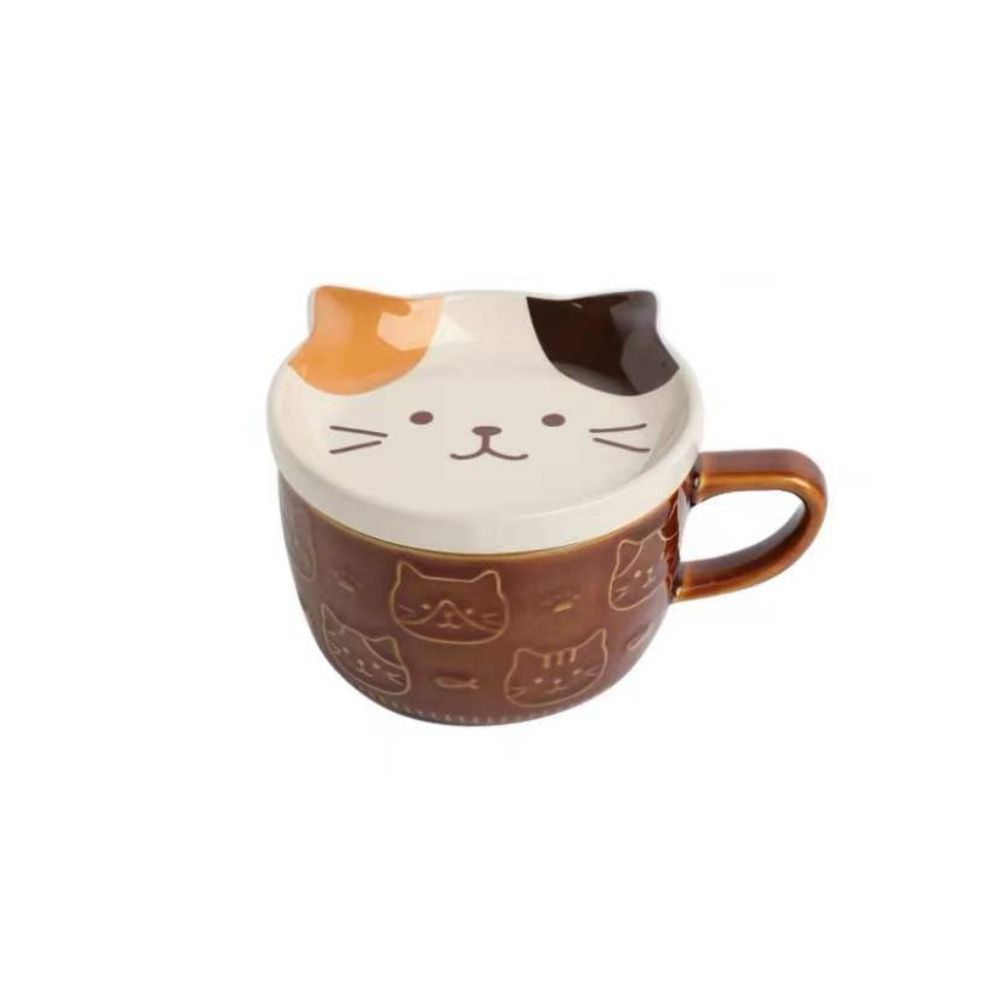 Cat Alpaca Ceramic with Lid Creative Novelty Tumbler Cup Coffee Mug Tea Cup Drinkware