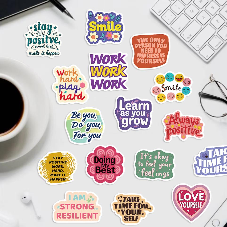 50PCS Positive Affirmation Stickers Harajuku Skateboard Graffiti Decals Luggage Suitcase Bike Gift Phone Bike Colorful Sticker