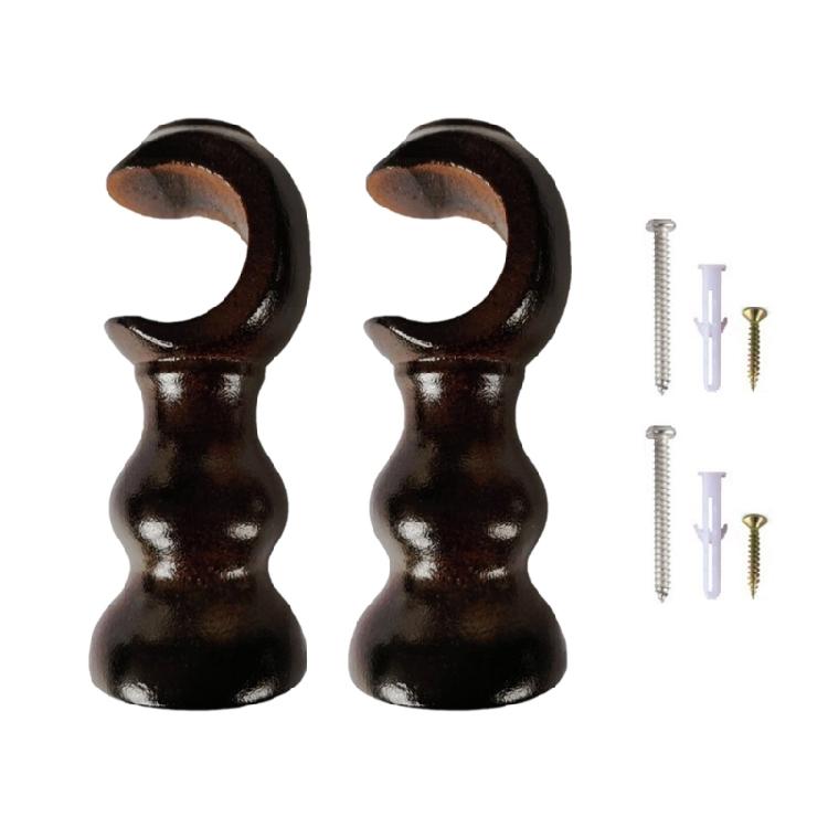 Soportes de Barra de Cortina de Madera de Alta Resistencia Color Madera Neutro Par de Soportes para Cortinas Diseños de Base Redonda Soportes para Barra de 28 mm