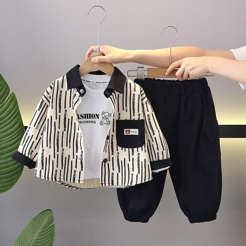 Gutte Vår- og Høstdress Skjorte Barne Vårkjole Kjekk Baby Todelt Sett