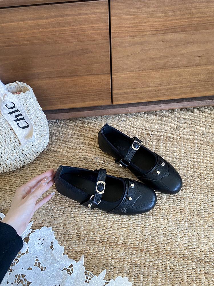 

Soft-soled Doudou shoes early spring new retro square head shallow mouth 2025 autumn Mary Jane single shoes women s flat bottom versatile feeling 40
