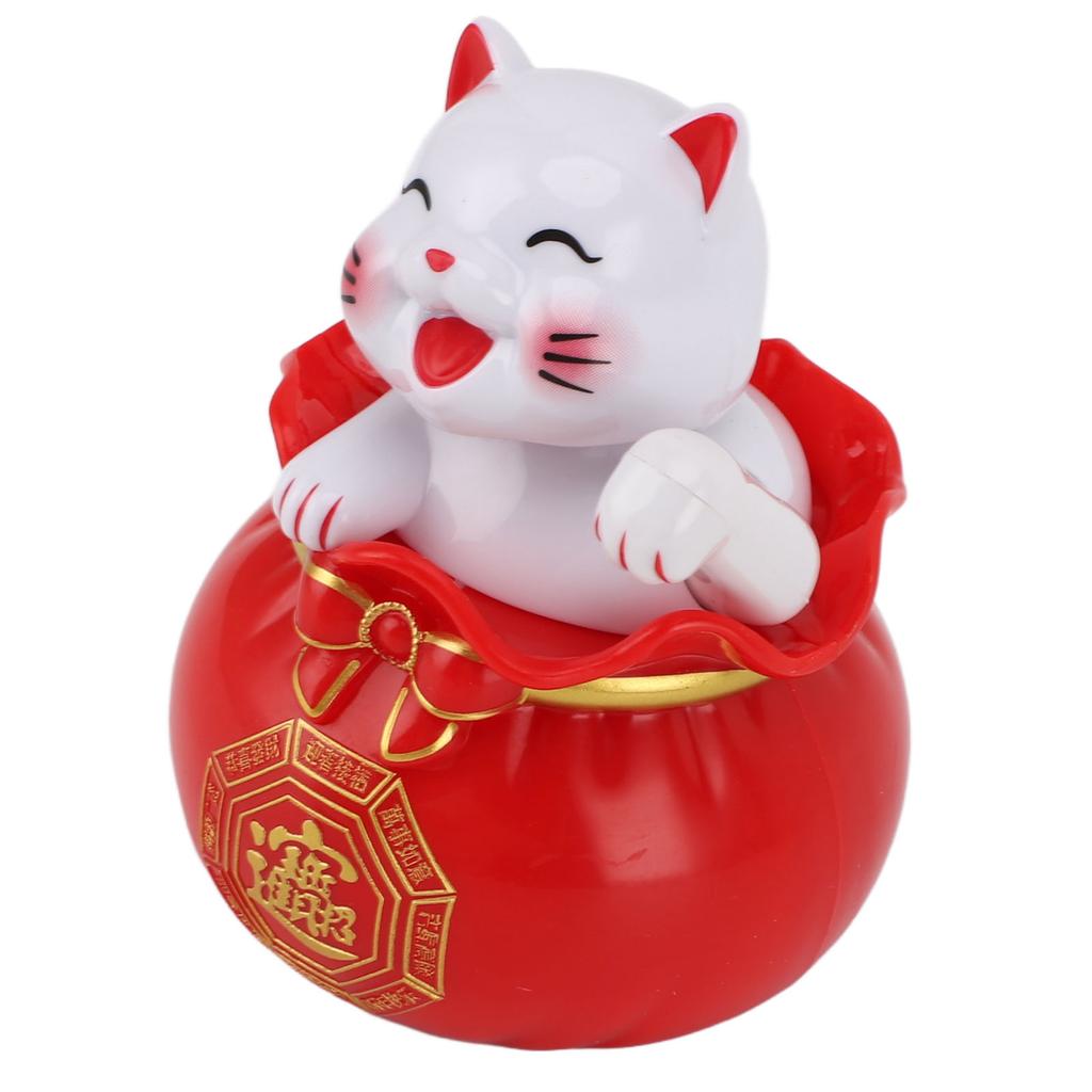 Solar Powered Lucky Cat Lucky Wealth Welcoming Cat Car Decor Desktop Cash Register Opening