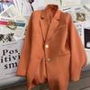 Damen Revers Langarm Blazer Normale Passform Pendlerstil Mantel Einreihig Tasche Lässig Büro Anzugjacke