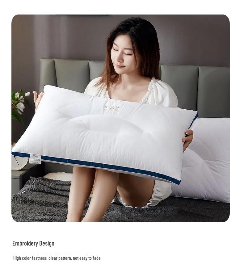 New All-Cotton Embroidery Neck Support Pillow - Five-Star Hotel Quality, Cervical Spine Sleep Aid