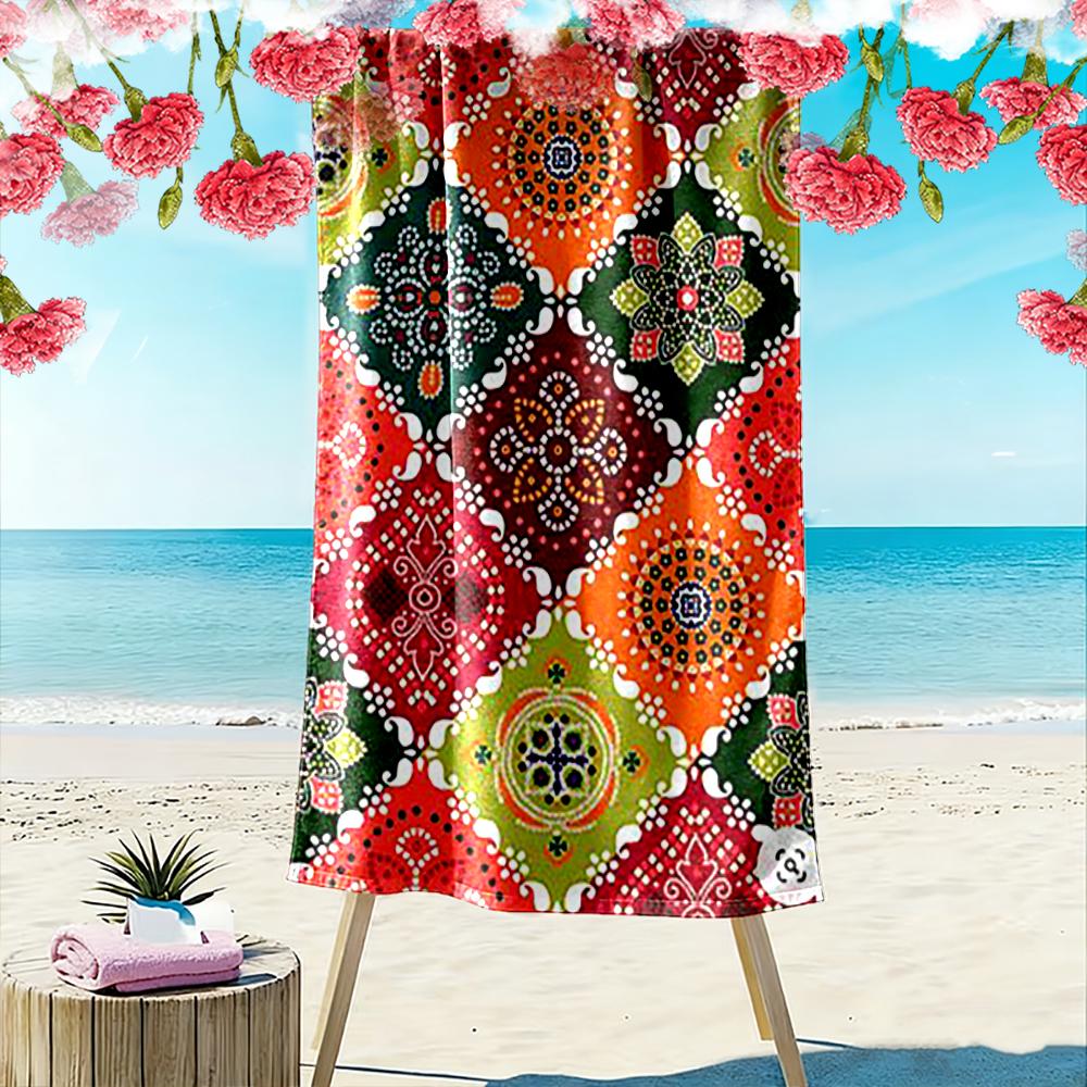 Colorful Geometric Bohemian Pattern Beach Towel Quick-drying for Travel Outdoor Sports Jogging Beach and Swimming