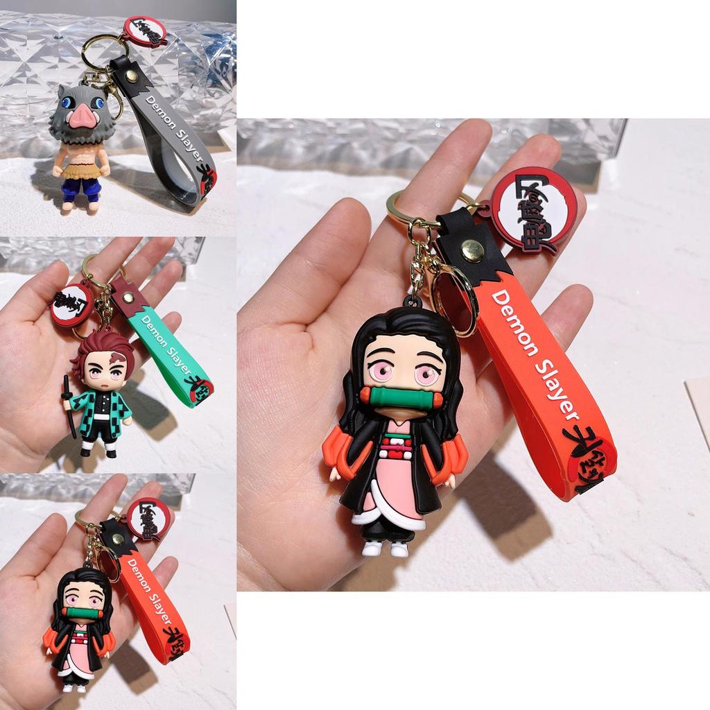 Entzückender Demon Slayer Schlüsselanhänger Anime Charakter Taschenanhänger Kunststoff Langlebig Geschenk