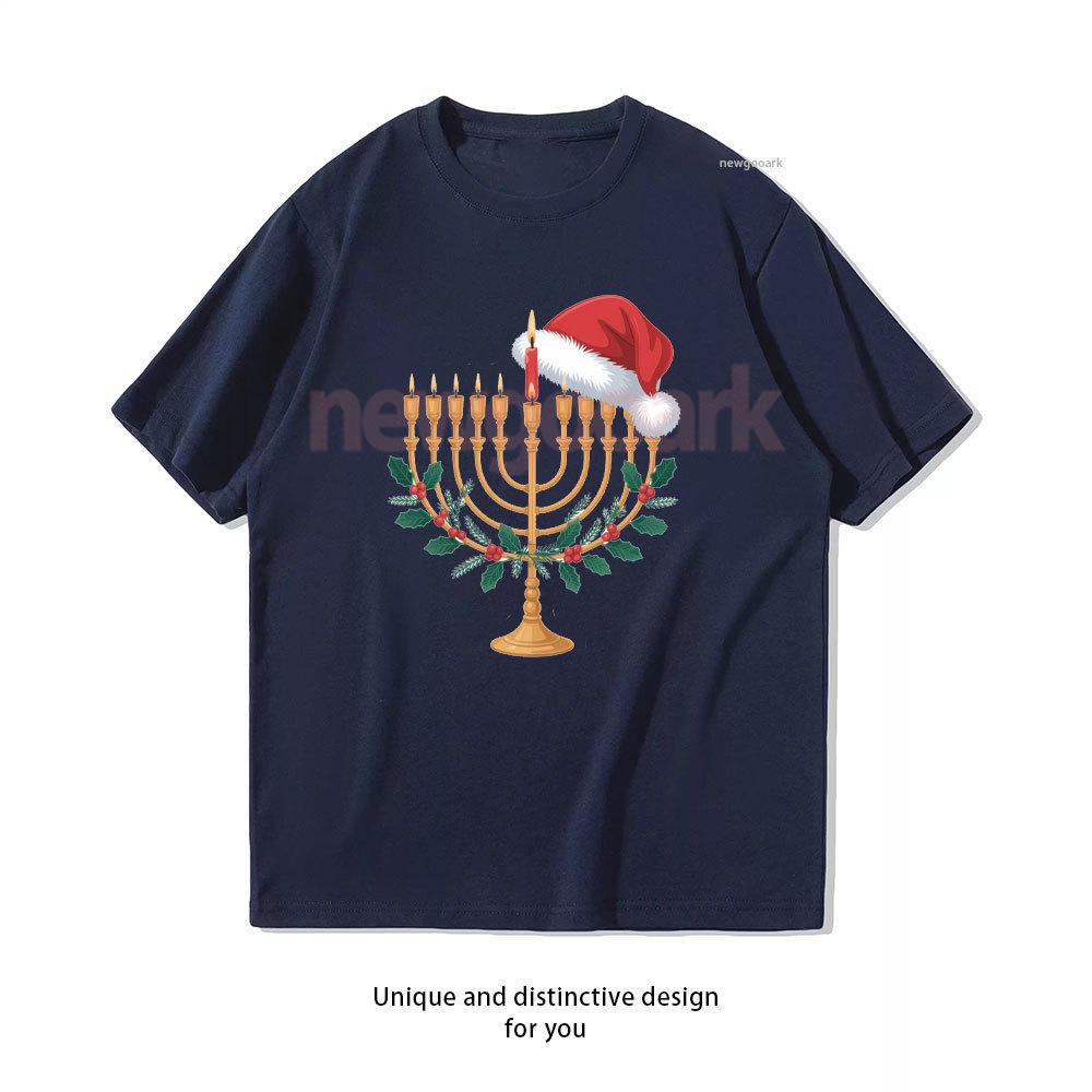 Happy Hanukkah Menorah Jewish Xmas Chanukah Family Matching TShirt Woman Man Cotton Casual Vintage Graphic T Shirts Ropa Hombre