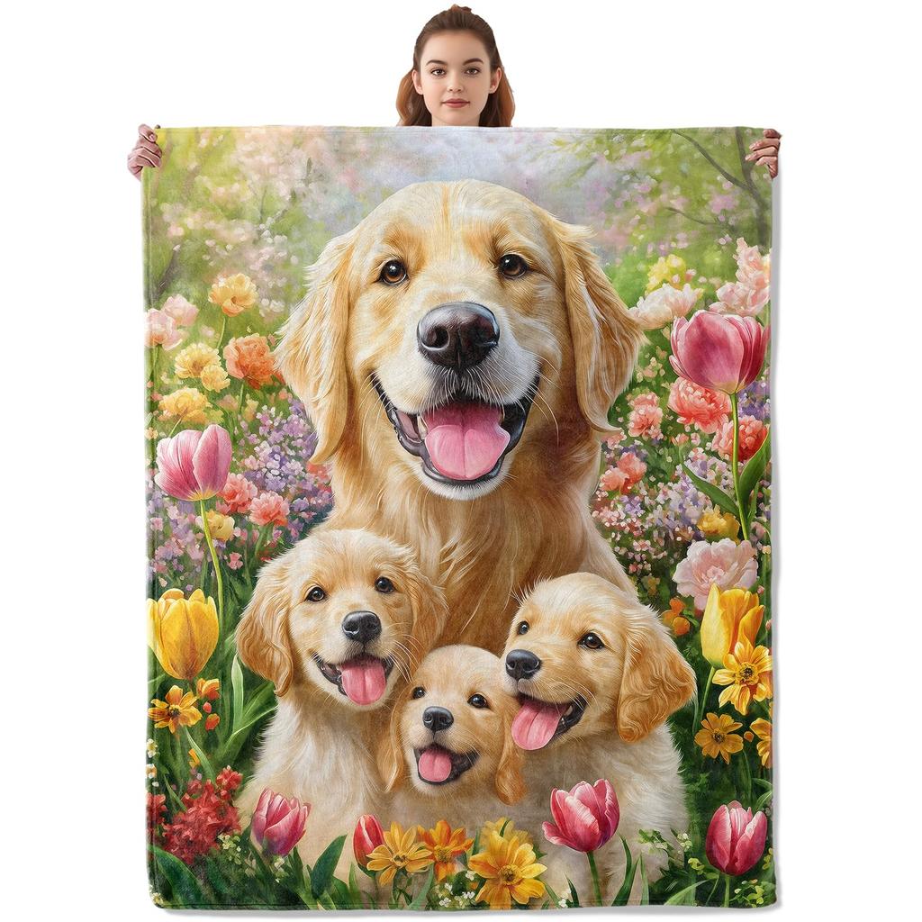 Golden Retriever Blanket Soft Lightweight Flannel Fleece Throw Blanket for Couch Bed Sofa Travel Gift for Women Girls Pet Lovers