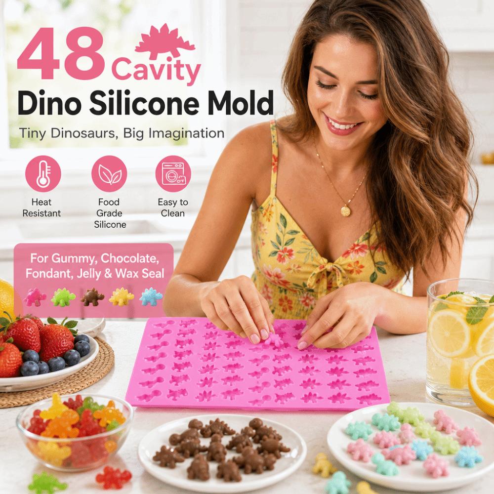 DIY Dinosaur Chocolate Mold 48 Cavity Jelly Fondant Mold Flexible Silicone Mold  Pastry Making