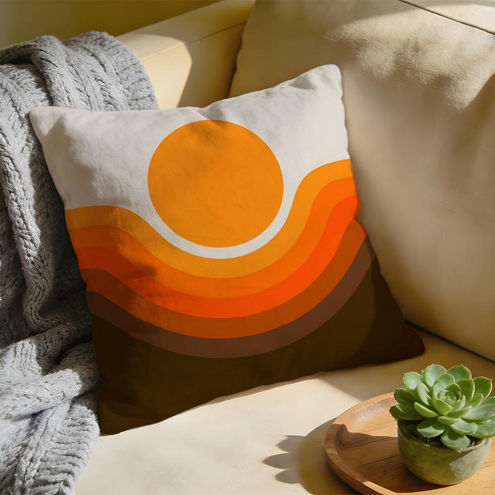 Cushion Cover  Washed Linen  Soft Breathable Decorative Case For Sofa Home Rainbow Series Geometric Print Pillow cover