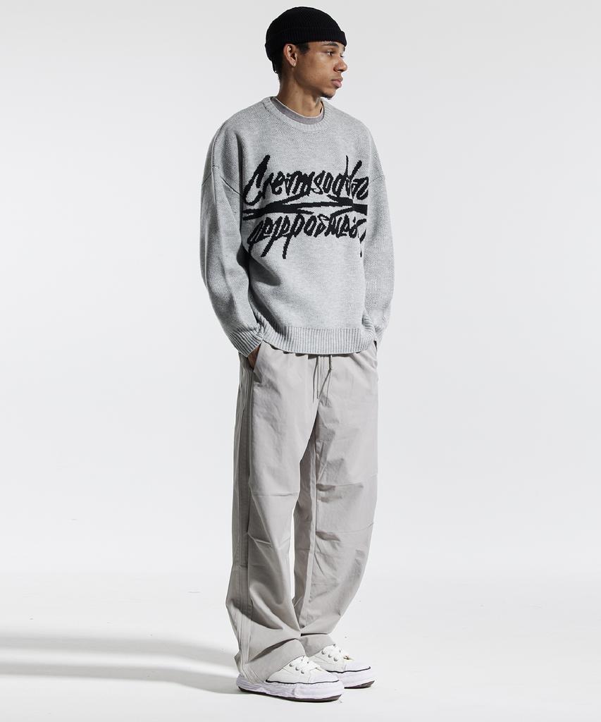 CREAM SODA LAB Big Graphic Jacquard Knit Sweatshirt Gray