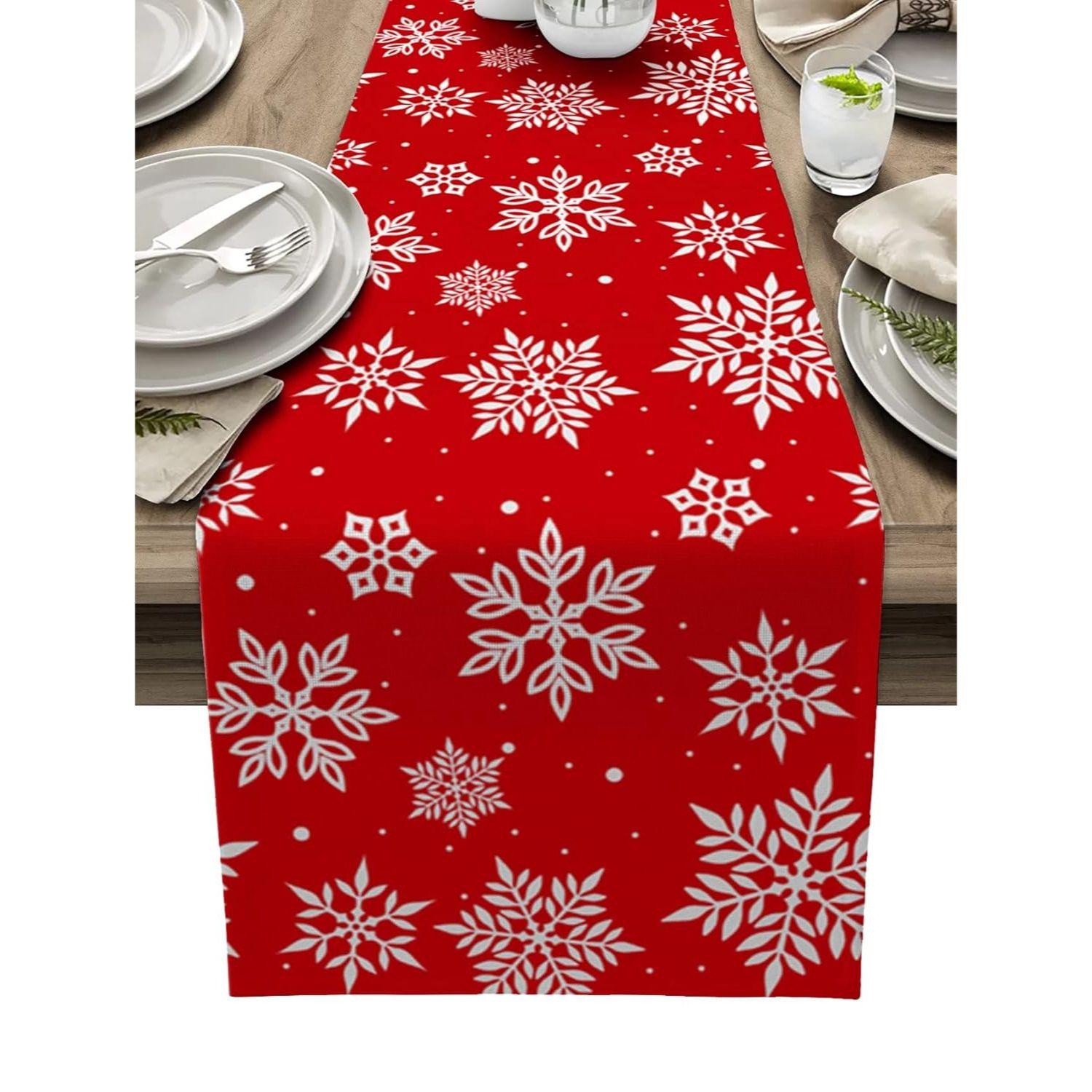 

Рождественская скатерть-дорожка для обеденного стола на 6 персон (13x72 дюйма) - Рождественский тканевый подарок