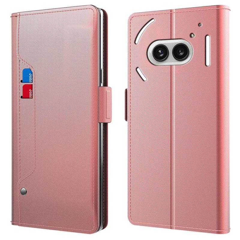 

For Nothing Phone (2a) Plus/Phone (2a) Case Leather Shockproof Card Holder Phone Cover with Mirror Rose Gold