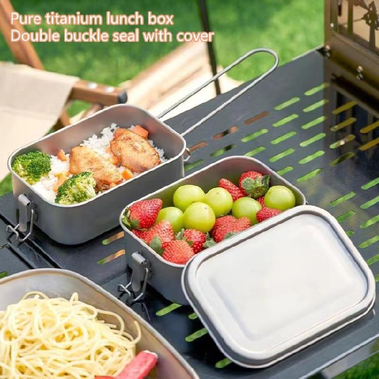 Metal Alloy Camping Bentos Container Portable Bentos Box Rectangle Lunch Box Outdoor Camping Picnic Cookware