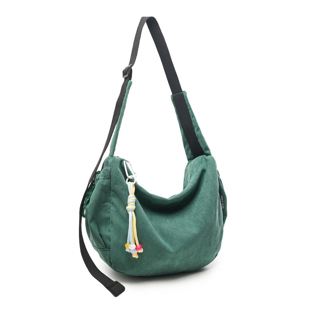 Korean Style Large Capacity Corduroy Shoulder Crossbody Bag - Simple & Fashionable Underarm Design