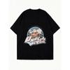 Oversized T-Shirt Black Mountain Landscape Unusual Origins Graphic Print Casual Streetwear Summer Top