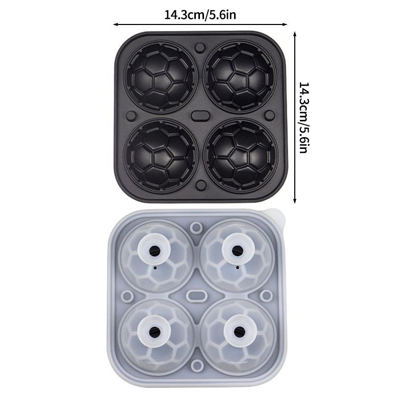 4/9 Grid  Football Theme Ice Cube Mold Silicone Kitchen Ice Cube Make Tray Barware Round Ice Cube Molds For Beer Cocktail