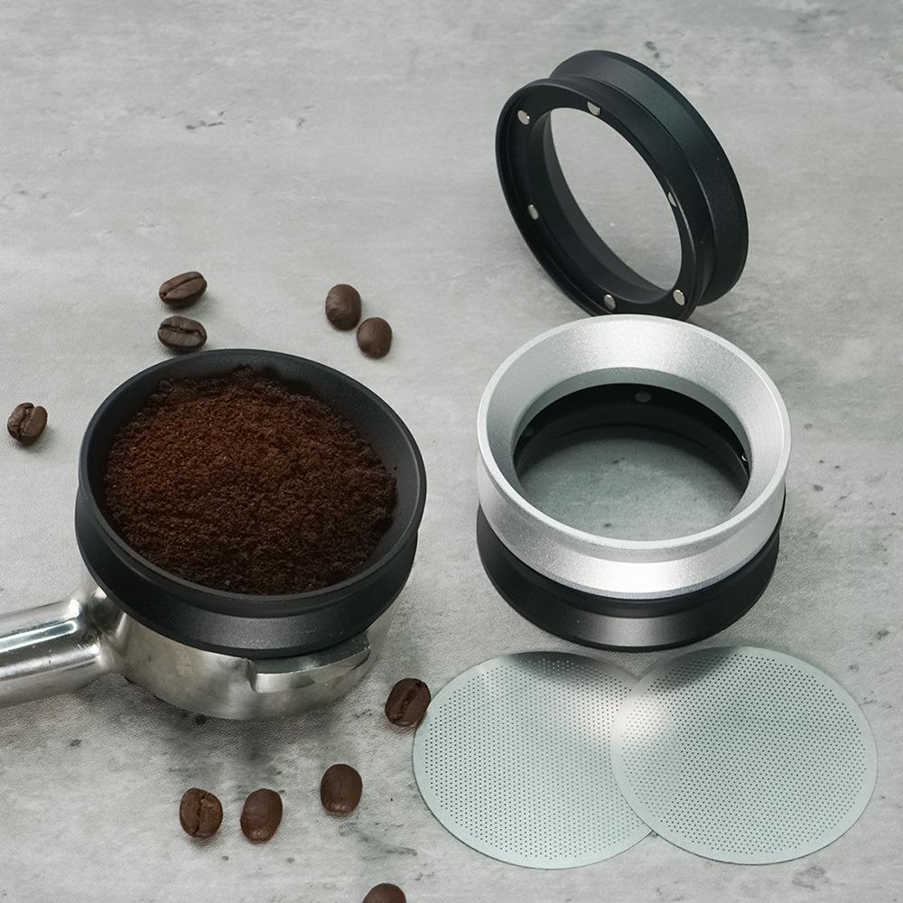 

External Fastening Design Coffee Dosing Ring 6 Magnets Fit Coffee Powder Ring Barista 51MM серебряный