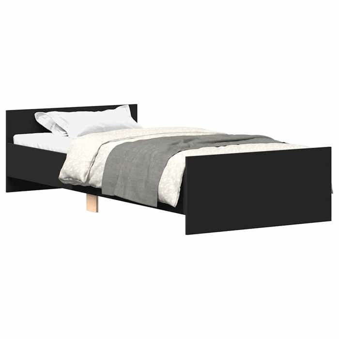 VidaXL Cadre de lit noir 75x190 cm petit simple bois d'ingénierie 835947