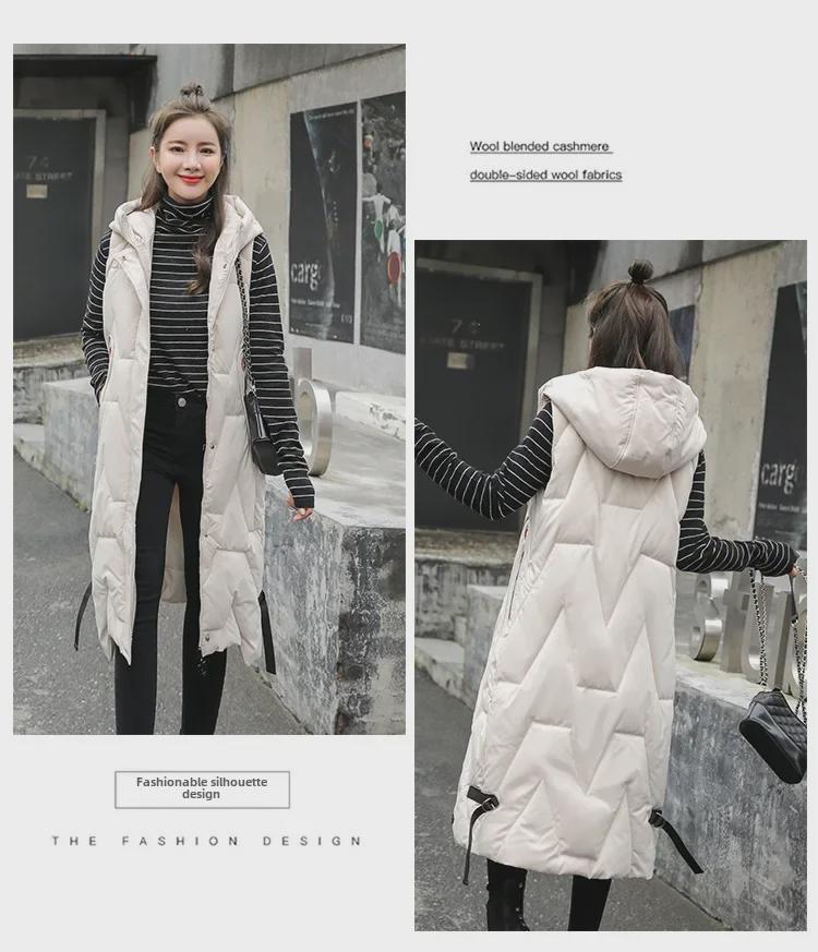 Damen Kapuzen Baumwolljacke Knielang - Koreanischer Stil Lässige Weste