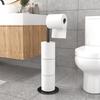 Stainless Steel Vertical Floor Toilet Paper Holder & Multi-functional Bathroom Storage Rack