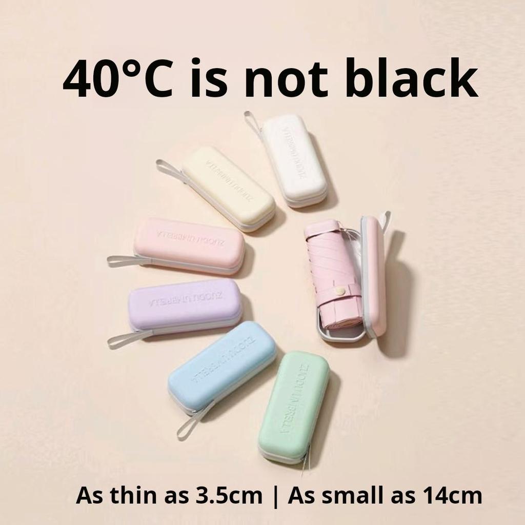 225g Ultra-Light 6-Fold Travel Umbrella, UPF50+ Black Coated Compact Windproof Umbrella for All-Weather Sun & Rain Protection