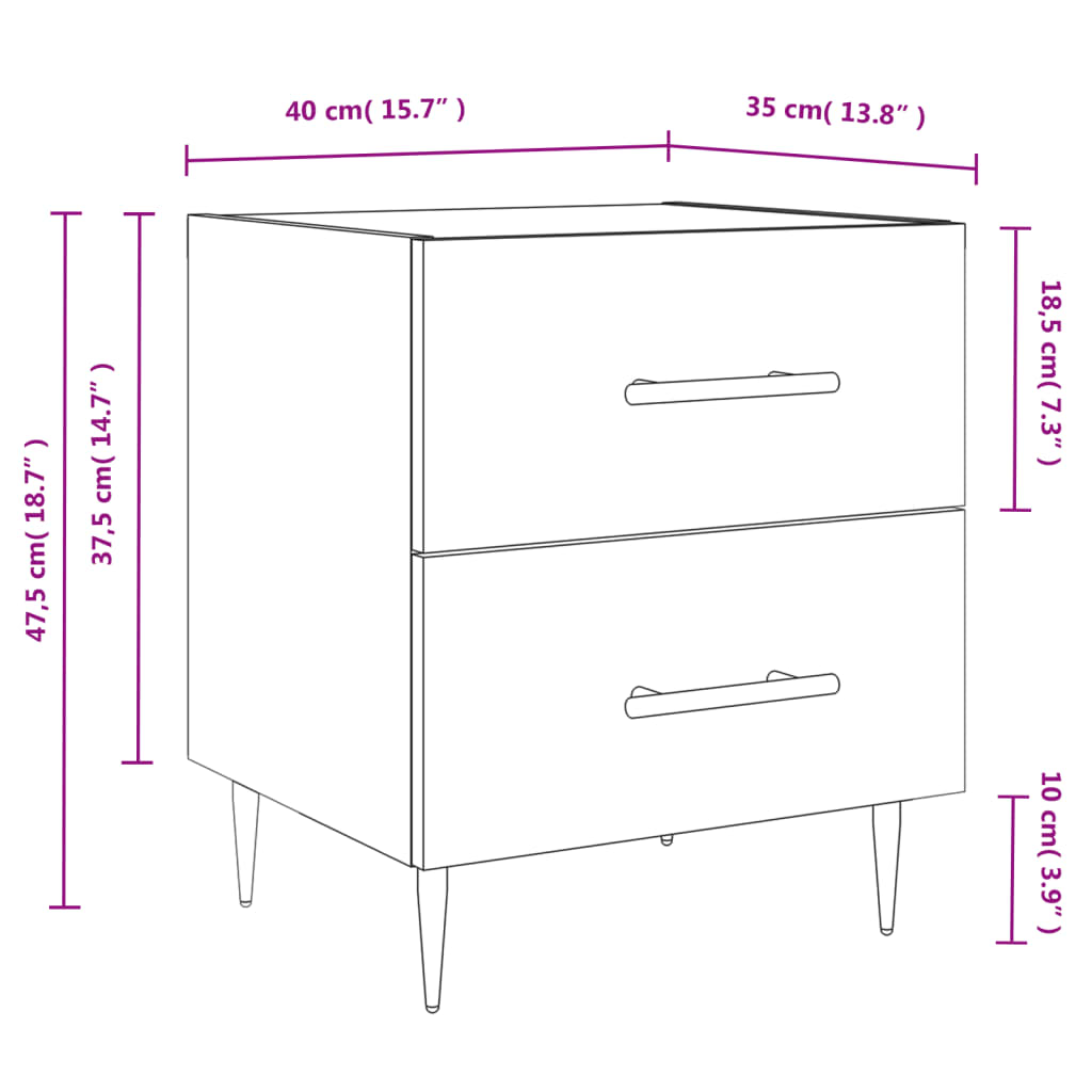Nightstand Sonoma Oak 40 x 35 x 47.5 cm Engineered Wood
