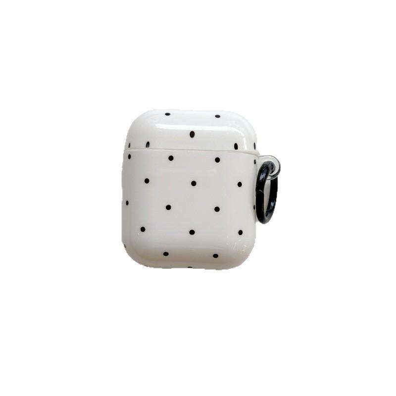 Korejský bílý podklad černé puntíky pro AirPods 1 /1 ochranné pouzdro pro1 apple bluetooth 1/1 generace pouzdro na sluchátka