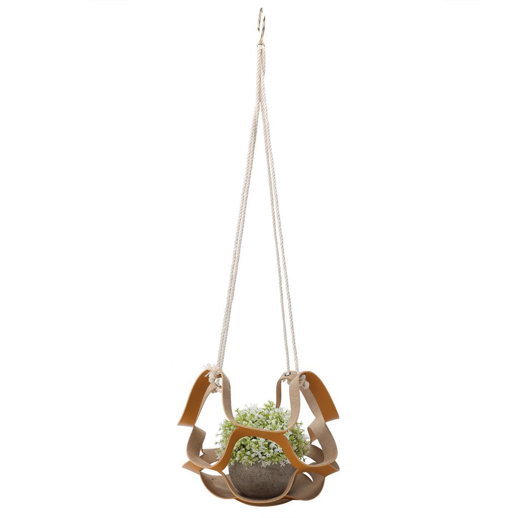PU Leather Plant Hanger Wall Hanging Planter Shelf Flower Pot Holder Indoor Home Decor YellowS