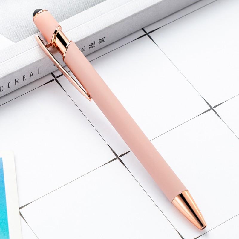 Długopis Metalowy Tusz Czarny Touch Pen Soft Touch Do Ekranów Różowy Modny