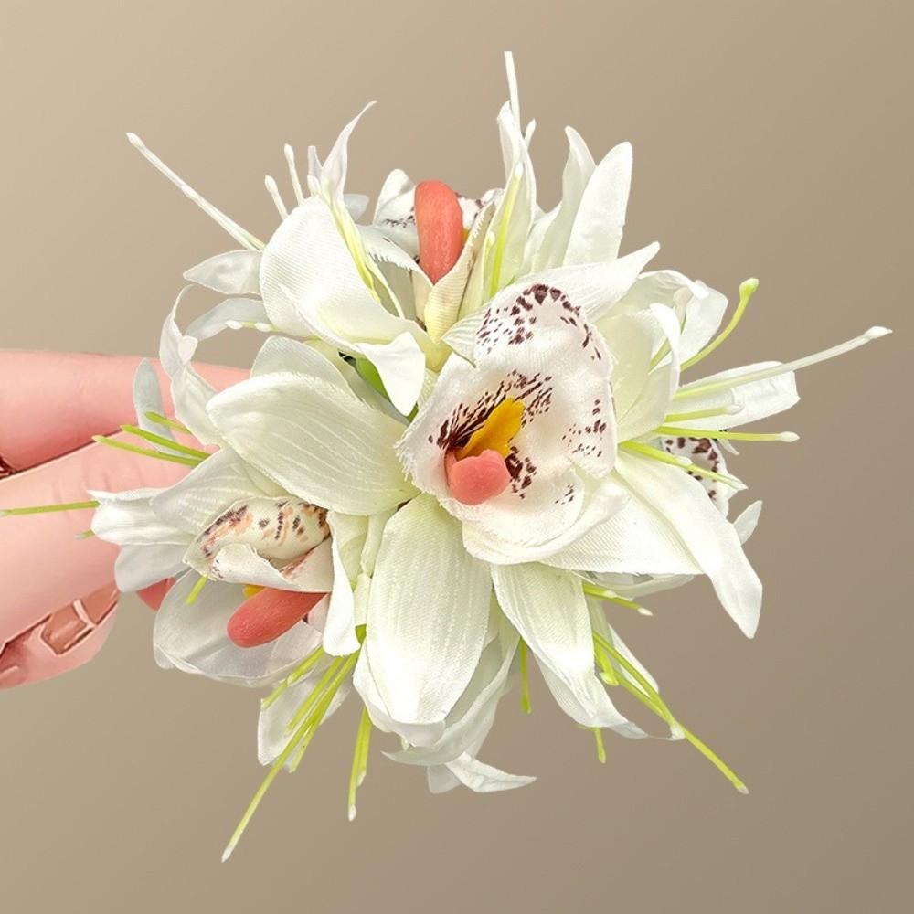 Stoffblume Blumiges Haaraccessoire Eleganter Hawaiianischer Entenschnabelclip Blumen-Haarclip Tägliches Tragen